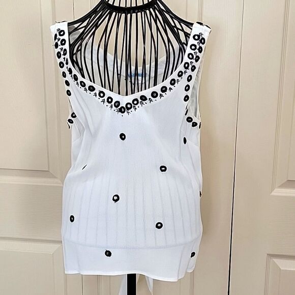 Anthropologie Leif Notes Label Cream Sleeveless Blouse   Size 0 - Picture 2 of 5